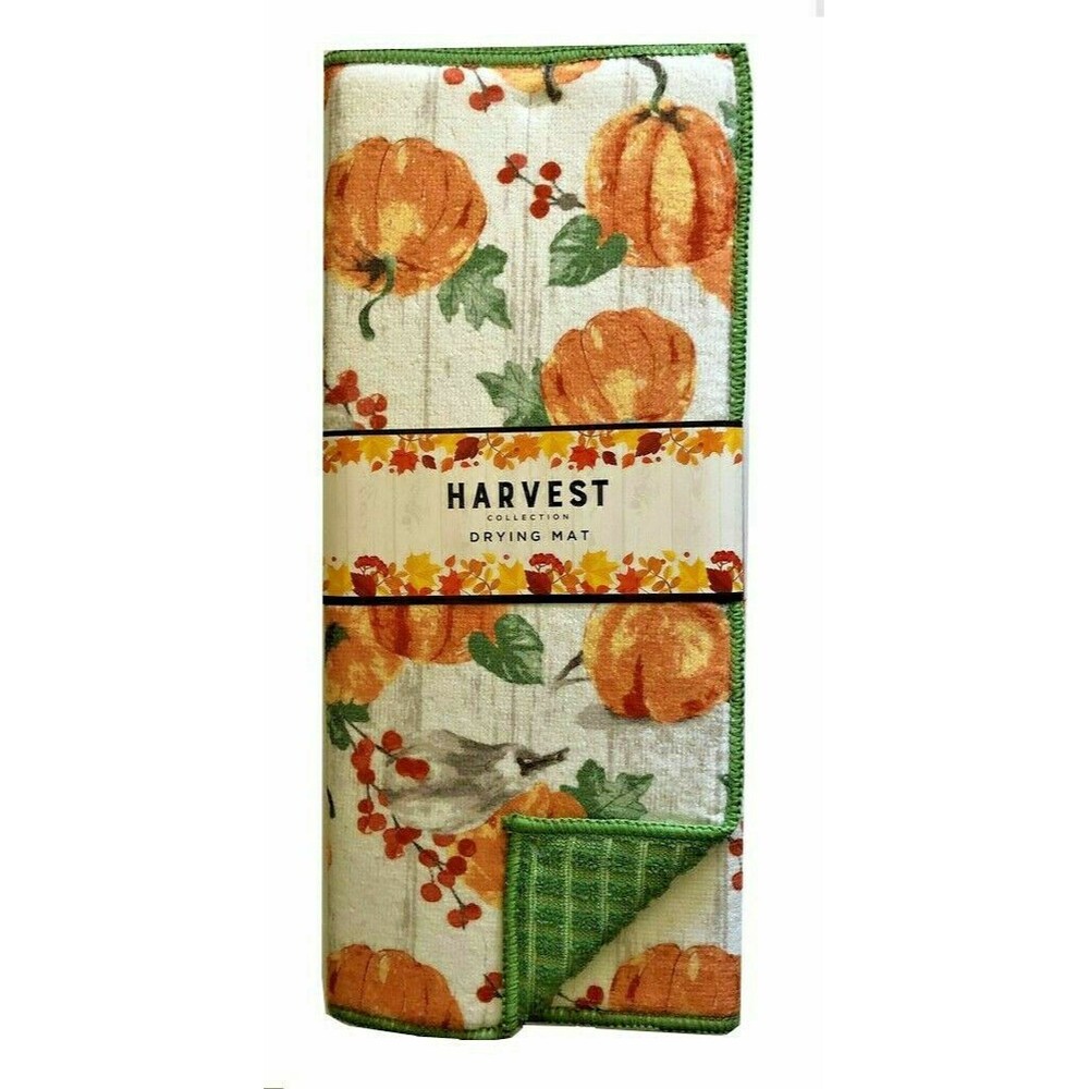 Pumpkin Pumpkins Large Absorbent Dish Drying Mat Thanksgiving Fall Autumn 15X20"